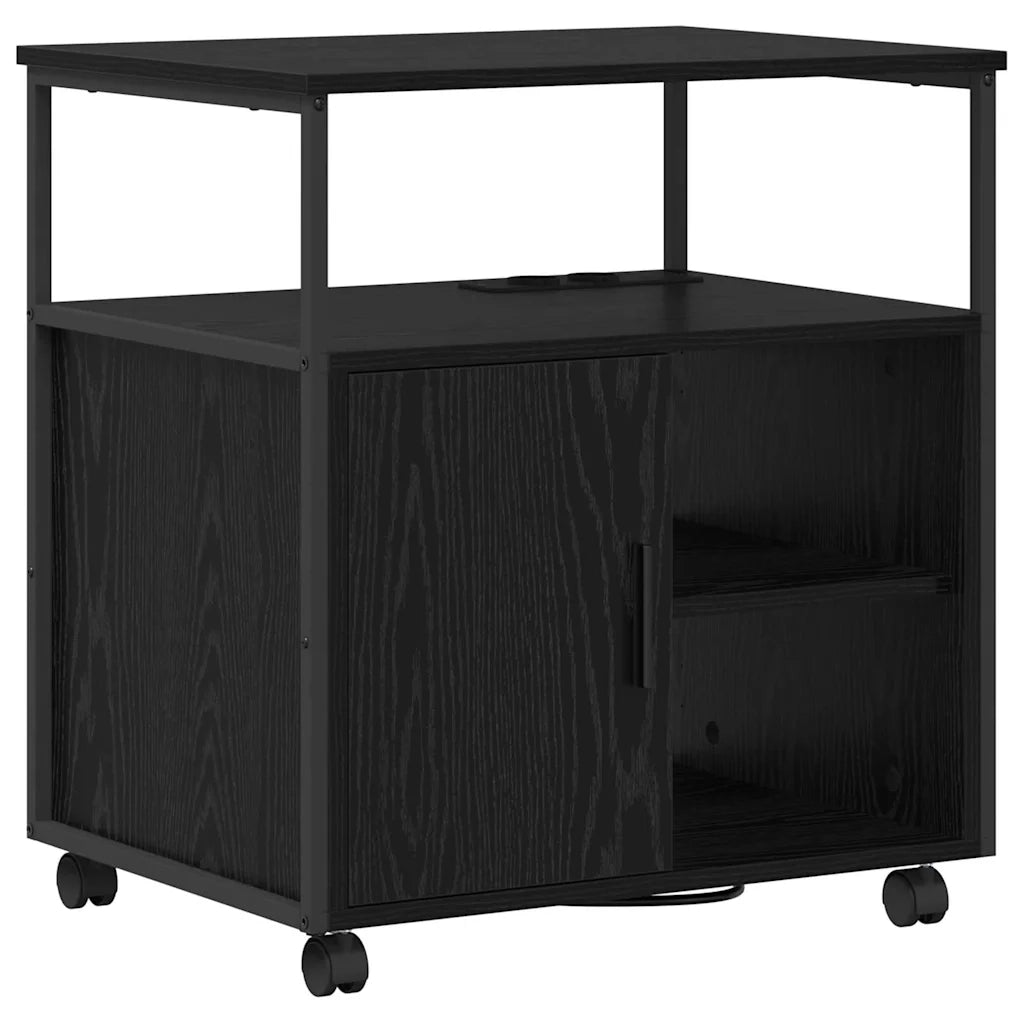 vidaXL Mobile per Ufficio con ruota Rovere nero 61 x 46 x 67 cm