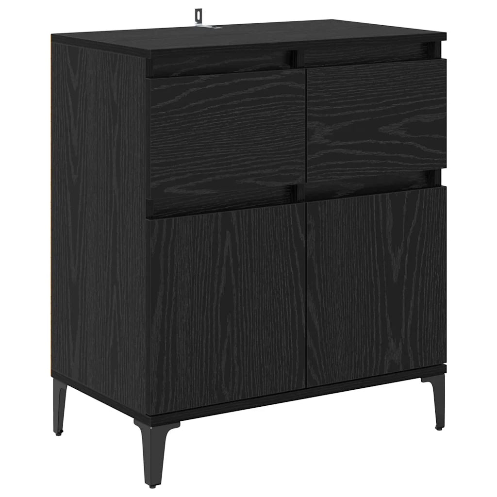 Credenza | Madia | Buffet da pranzo | Armadio da pranzo con cassetto Rovere Nero 60 x 35 x 70 cm