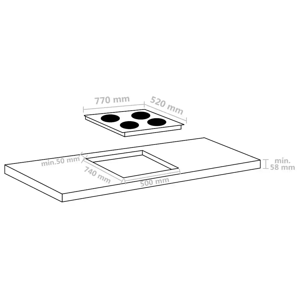 Piano Cottura Induzione 4 Zone Controlli Touch Vetro 77cm 7000W 51439