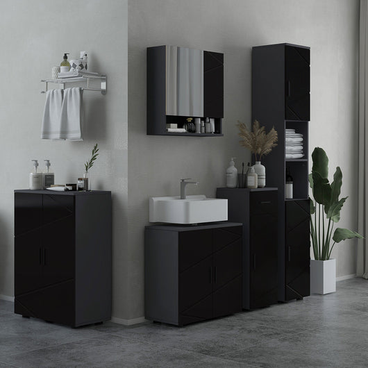 Mobile Sotto Lavabo Bagno 2 Ante 60x30x60 cm in Legno Nero
