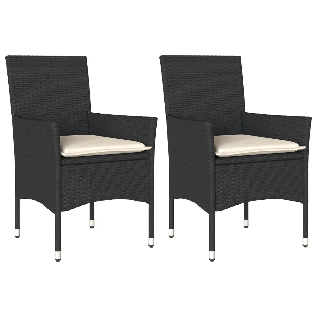 Sedie da Giardino con Cuscini 2 pz | Sedie da Esterno Nere in Polyrattan