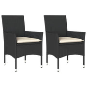 Sedie da Giardino con Cuscini 2 pz | Sedie da Esterno Nere in Polyrattan