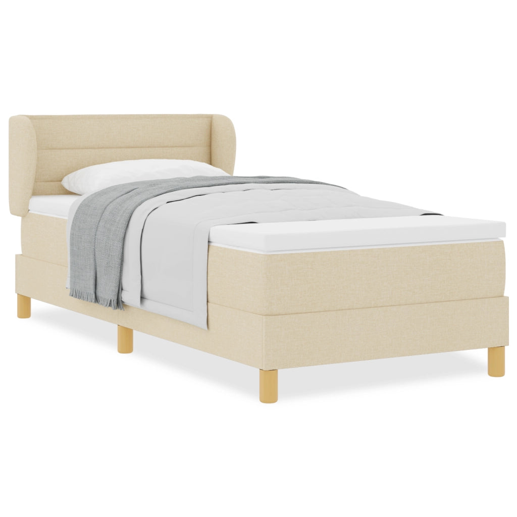Letto Box Spring con Materasso - Crema - 80x200 cm - Tessuto