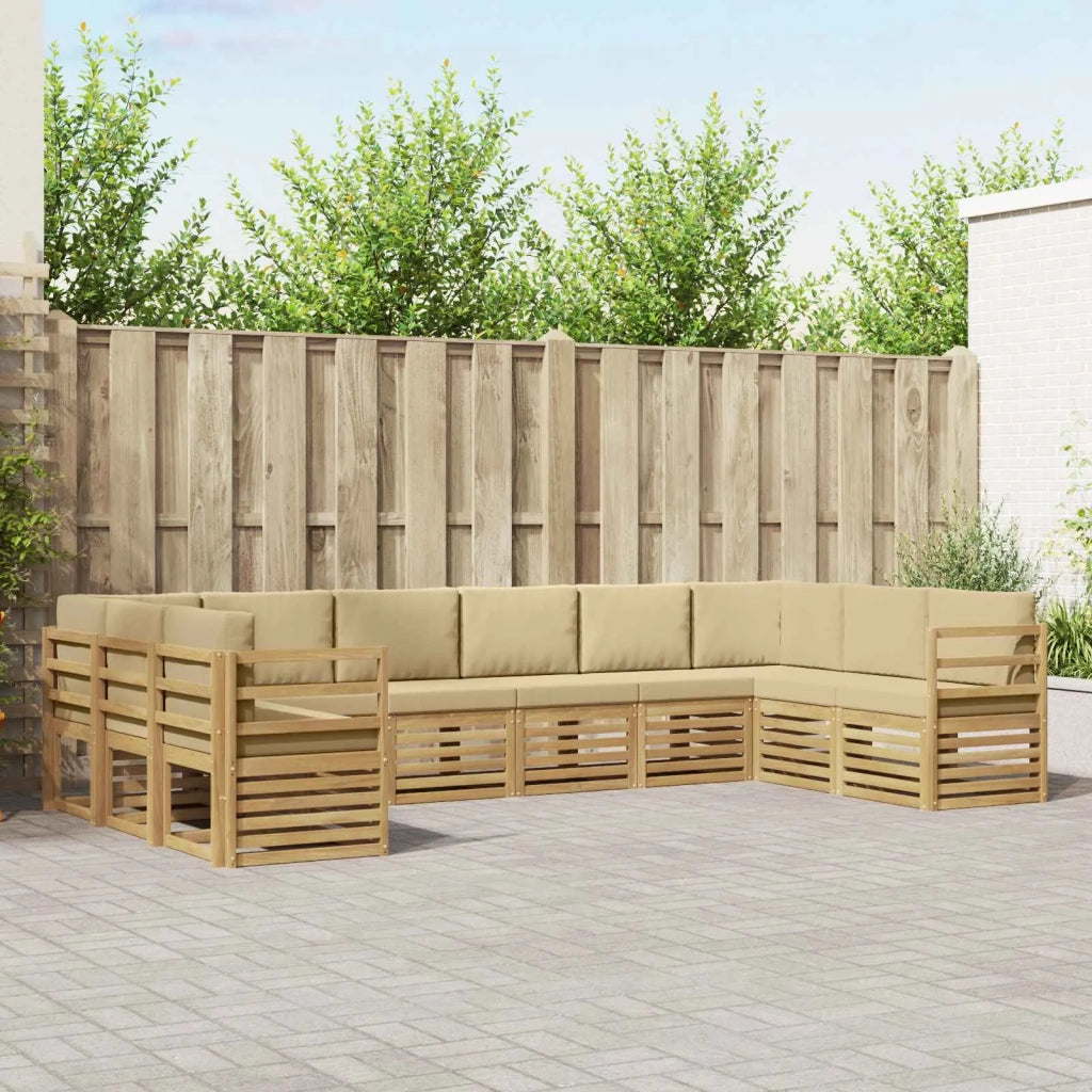 Set divano sezionale 10 pcs Bianco e Beige 363 x 185,5 x 73 cm