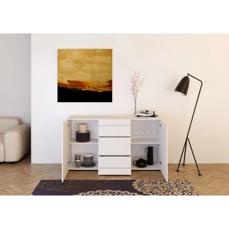 Madia moderna 2 ante/3 cassetti 150x40x83,5 cm Elios - Bianco Lucido