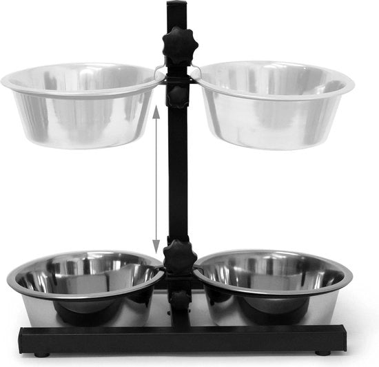 Piatti per cani in altezza regolabile - antiscivolo - 16 litri - argento - Dimensioni: 42x46x27 cm