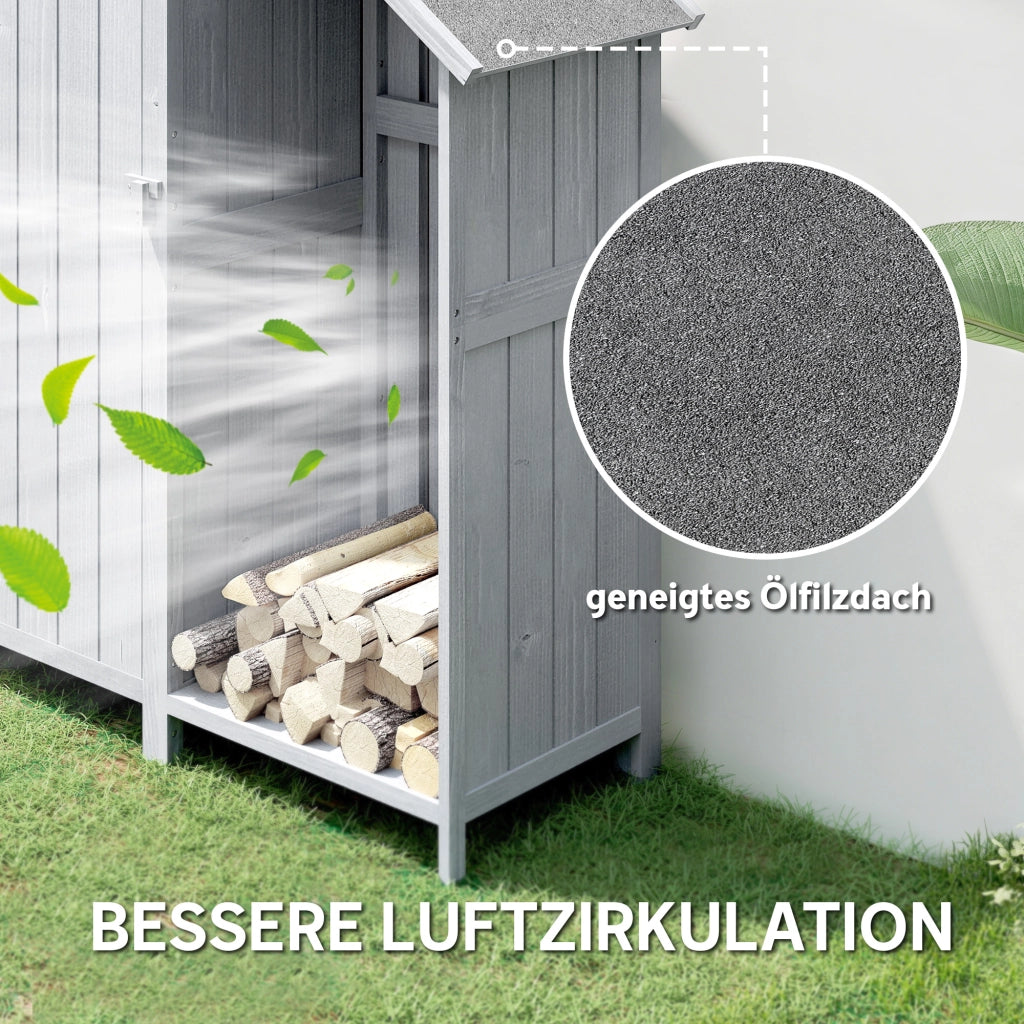 Armadio da giardino in legno ¨C zephmum ¨C 129x51.5x180 cm grigio