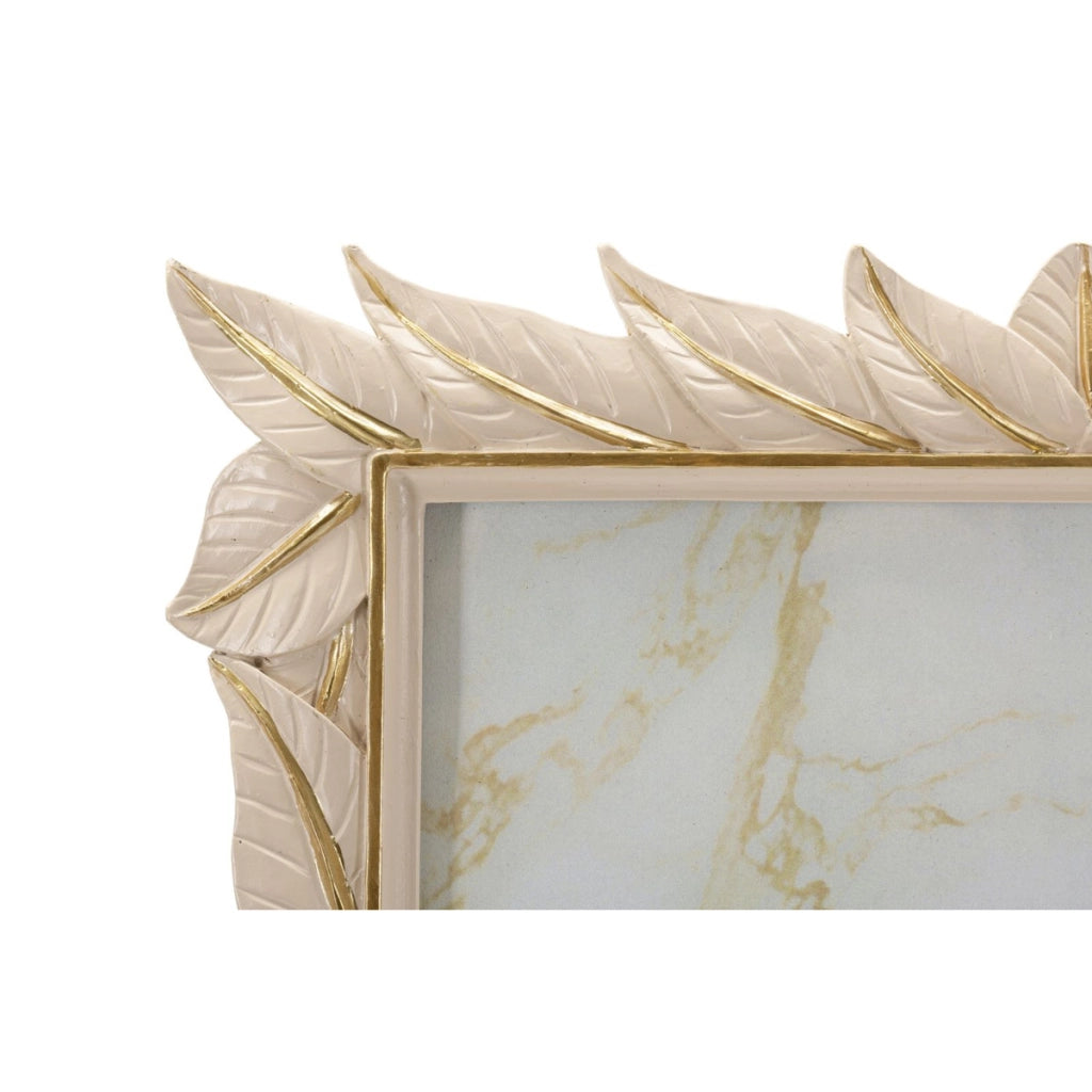 Cornice portafoto Leaffy in resina crema con foglie 20x25