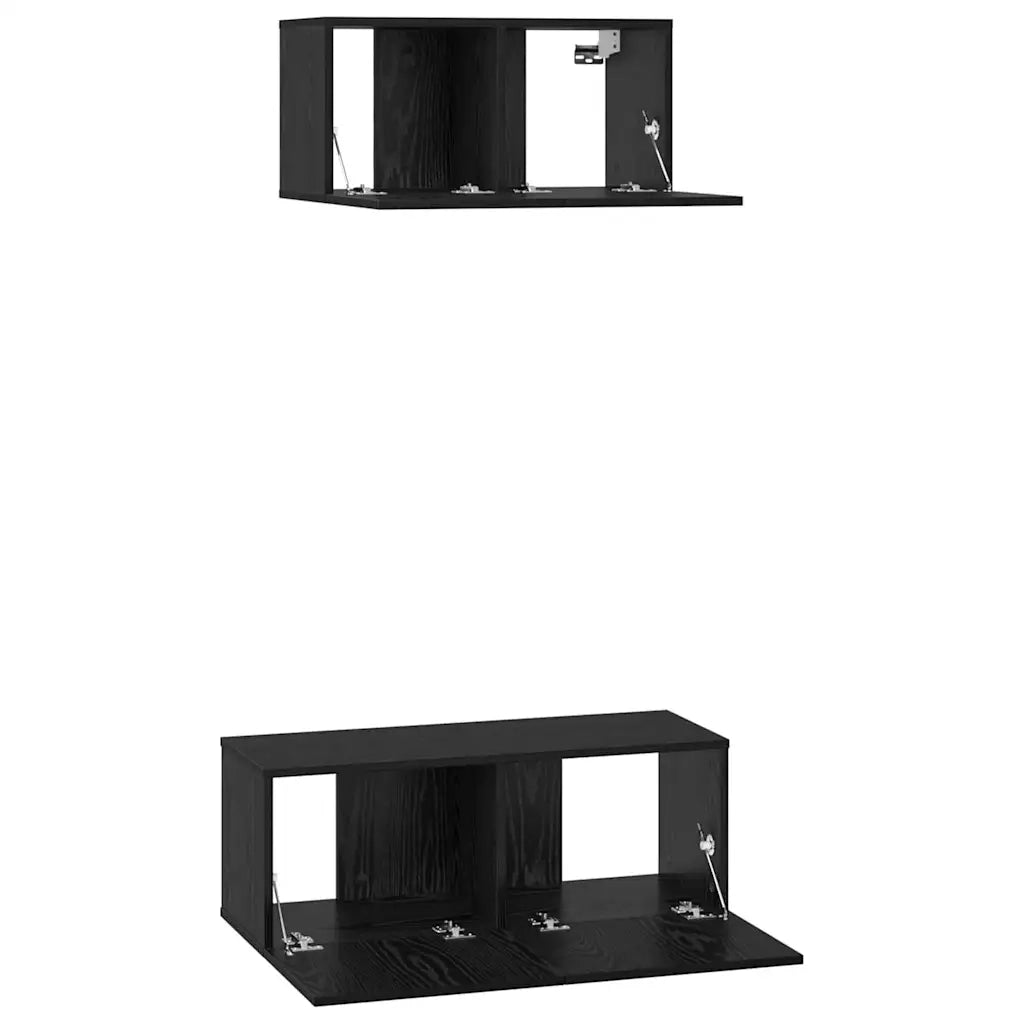 Set mobile TV 2 pcs Rovere Nero Legno multistrato 3393382
