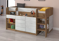 LETTO MOBILE CASS. SCRITTOIO SMILE P 204x 112x112cm LATO DESTRO ROVERE BIANCO GREZZO