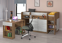 LETTO MOBILE CASS. SCRITTOIO SMILE P 204x 112x112cm LATO DESTRO ROVERE BIANCO GREZZO