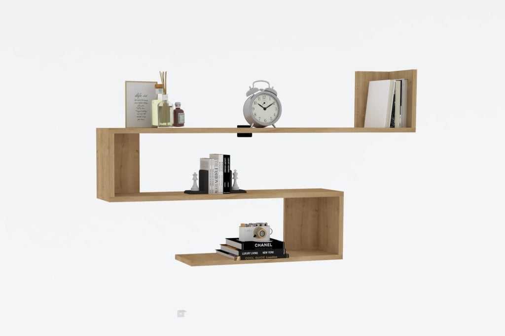 Mensola da parete in legno "Penne" - 120 x 20 x 71 cm - Rovere Zaffiro