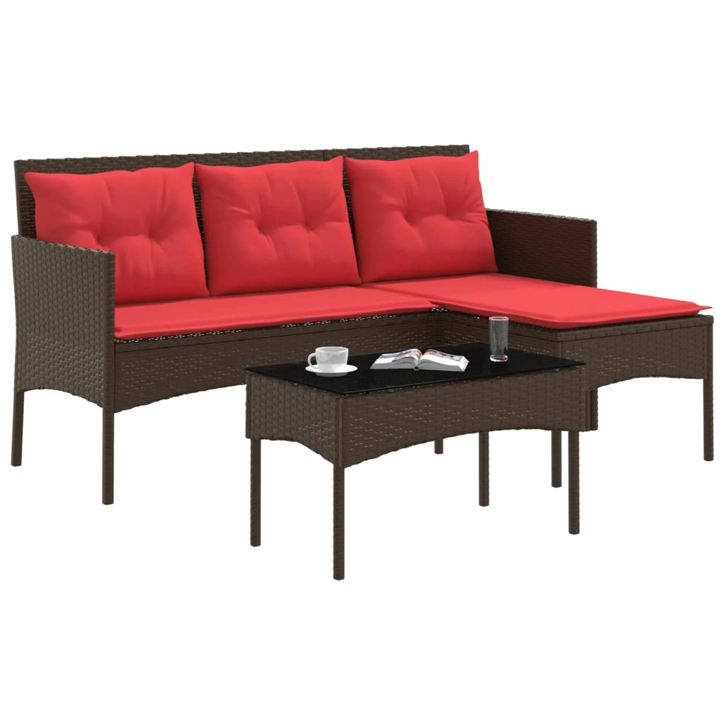 Set Divano da Giardino 2 pcs Marrone e Rosso polyrattan