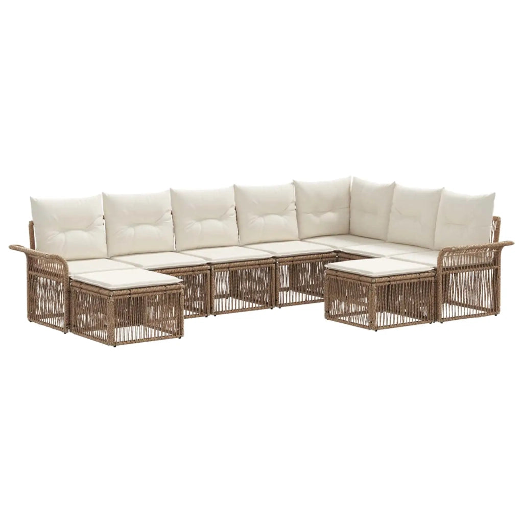 Set Divano da Giardino 9 pcs Beige e Bianco Crema polyrattan 3435018