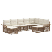 Set Divano da Giardino 9 pcs Beige e Bianco Crema polyrattan 3435018