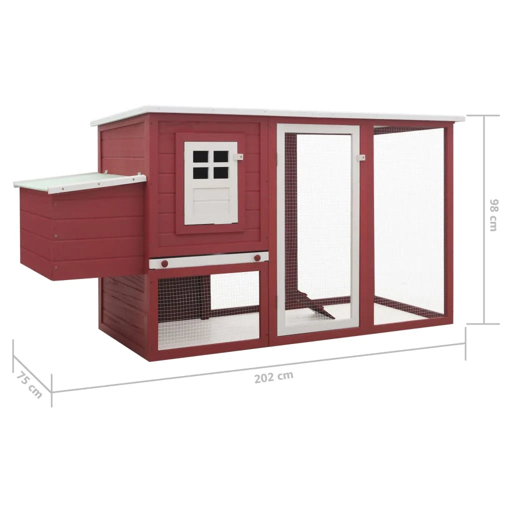 Pollaio da esterno con 1 nido 202 x 75 x 98 cm legno rosso 02_0001700