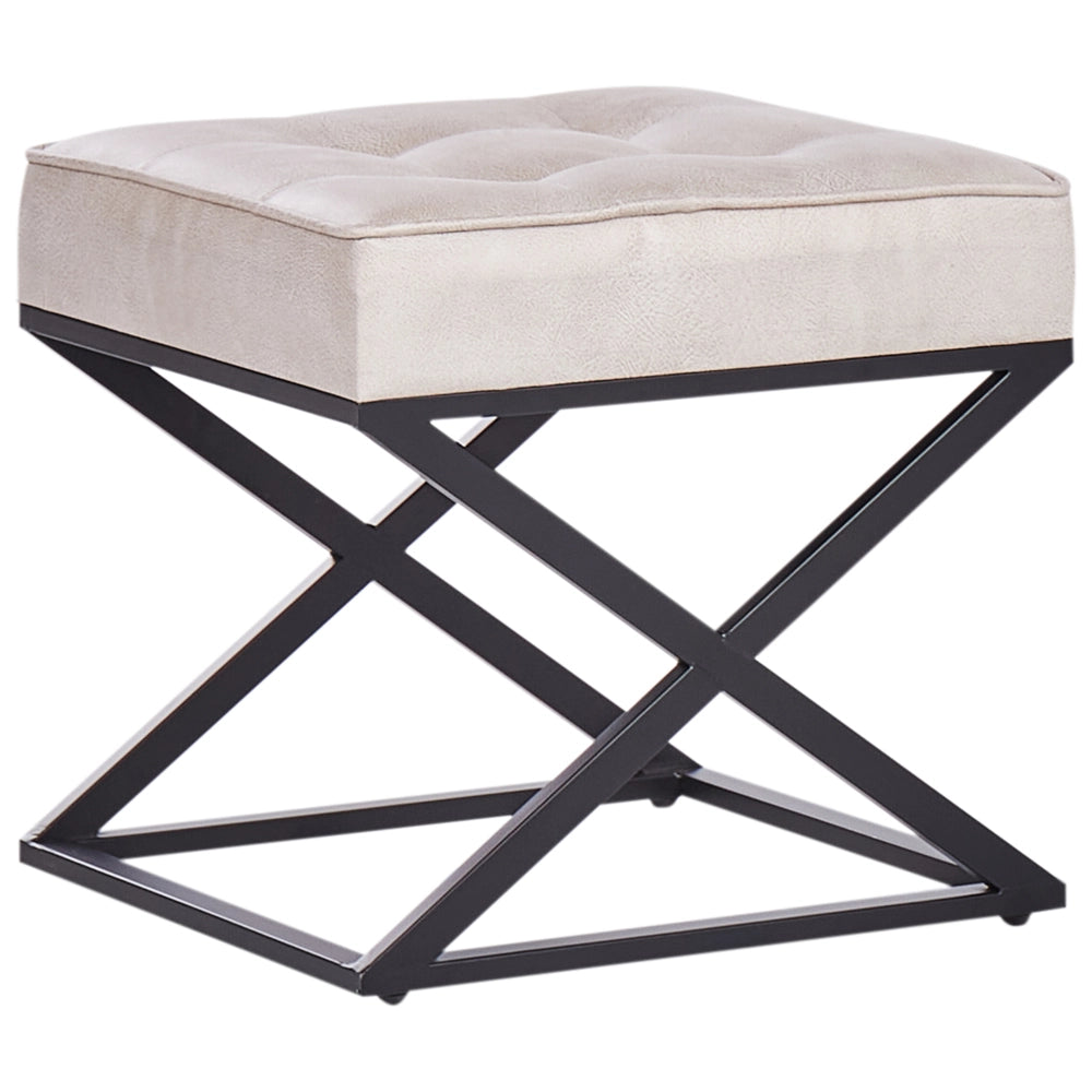 Poggiapiedi in poliestere beige con gambe in metallo Camera da letto Soggiorno Accessori per sedersi