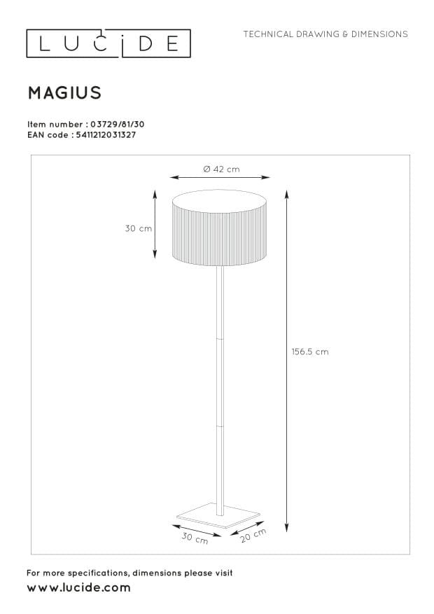 Lampada da terra Lucide Magius rattan nera E27 h160cm