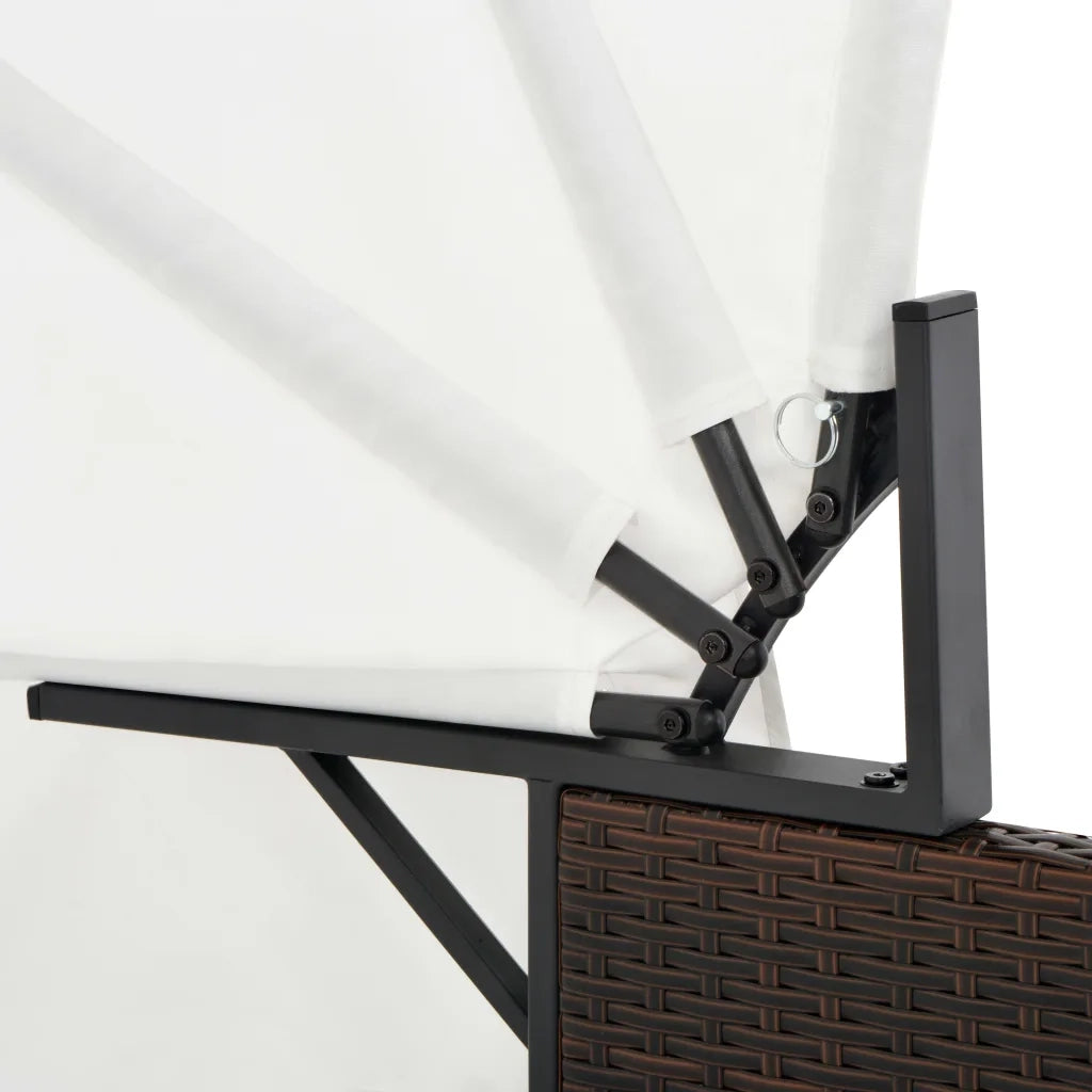 Lettino Prendisole 2 Posti con Tettuccio in Polyrattan Marrone 44824