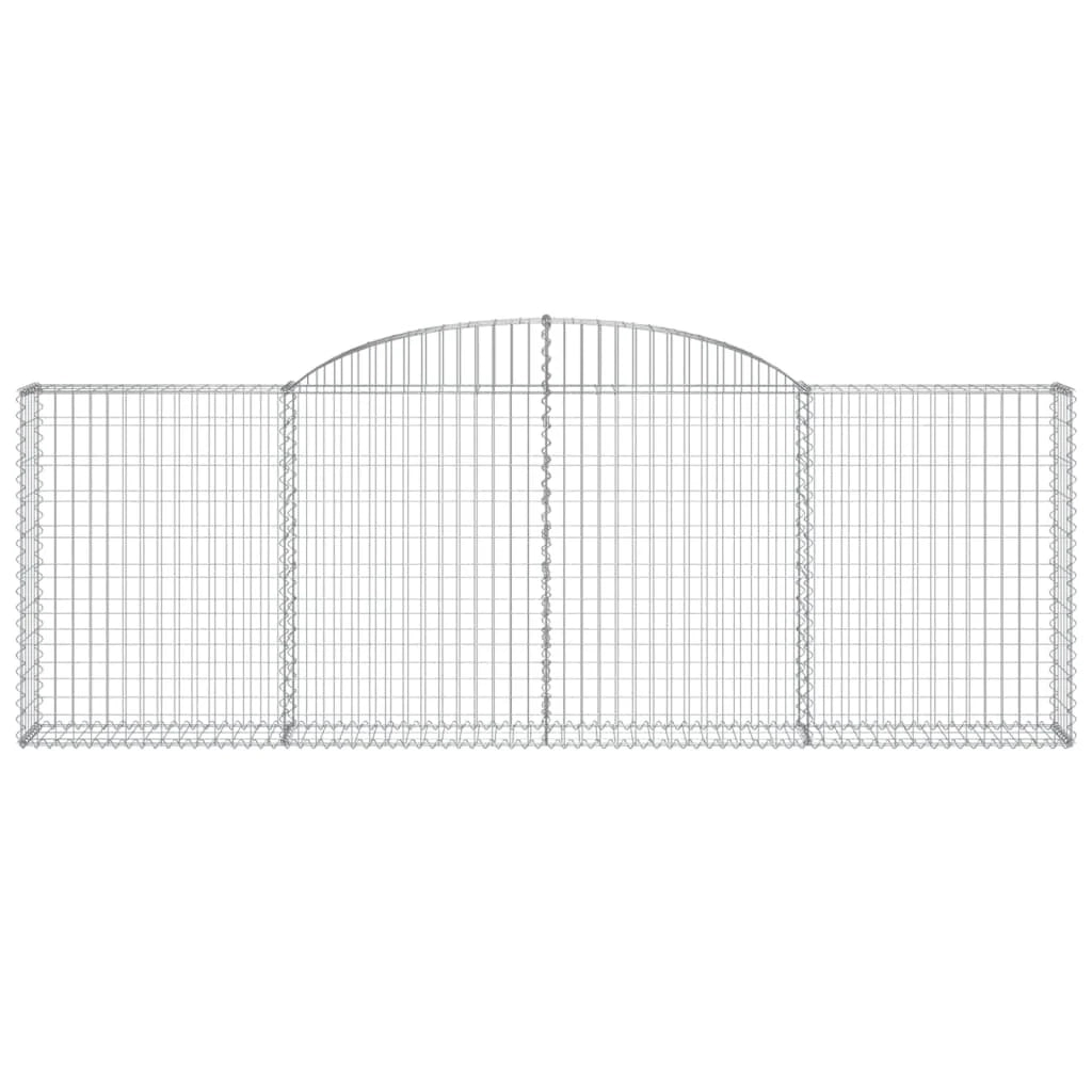 Cestini gabbioni recinzione a gabbia muro di contenimento ad arco 13 pezzi 300 x 30 x 100/120 cm ferro zincato argento 02_0040385