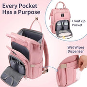 Borsa da viaggio per bambini, borsa per cambiare con cuscino e attacco per passeggino, borsa impermeabile per viaggi in auto (rosa)