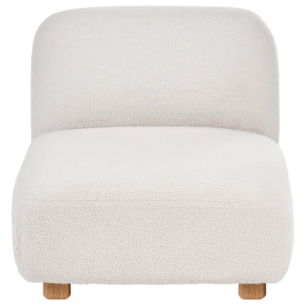 Modulo divano monoposto in tessuto bianco sporco gambe in legno stile moderno
