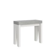 Consolle allungabile 90x40/196 cm Naxy Mix Small piano Bianco Frassino - Cemento/Bianco Frassino