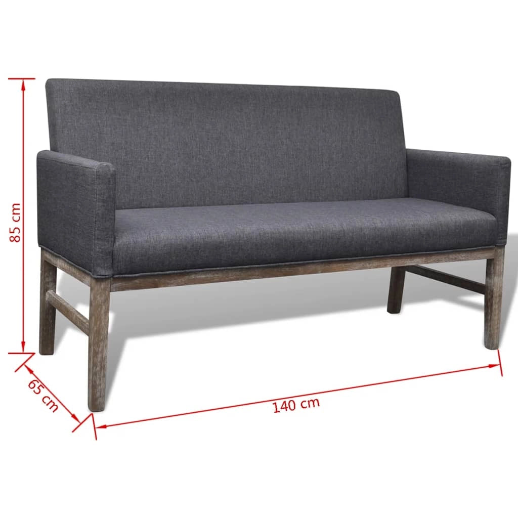Divano con cuscino imbottito 140 cm tessuto Hevea grigio scuro 02_0019702