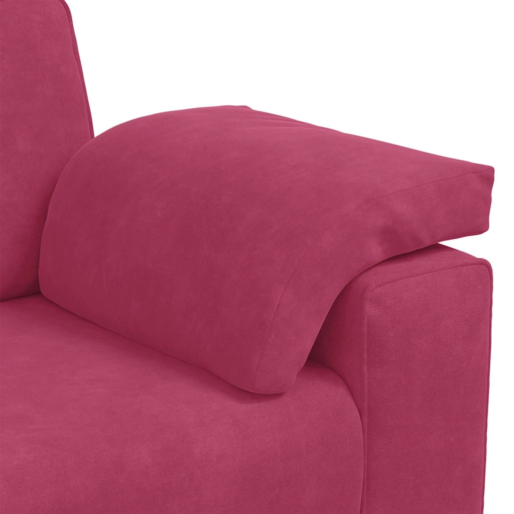 Set di Divani 3 pz con Cuscini Rosso Vino in Velluto