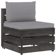 Divano Centrale Modulare con Cuscini in Legno Impregnato Grigio cod mxl 75050