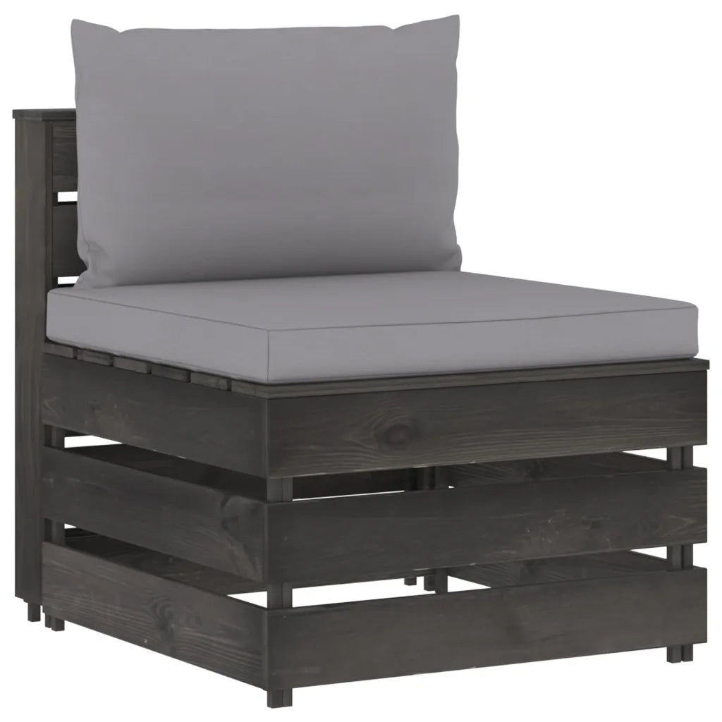 Divano Centrale Modulare con Cuscini in Legno Impregnato Grigio cod mxl 75050