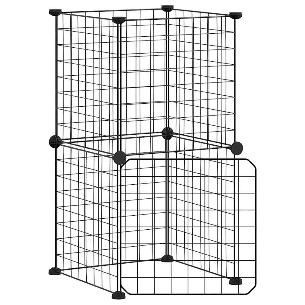 Gabbia per animali domestici a 8 pannelli con porta 35 x 35 cm Nero 02_0041603