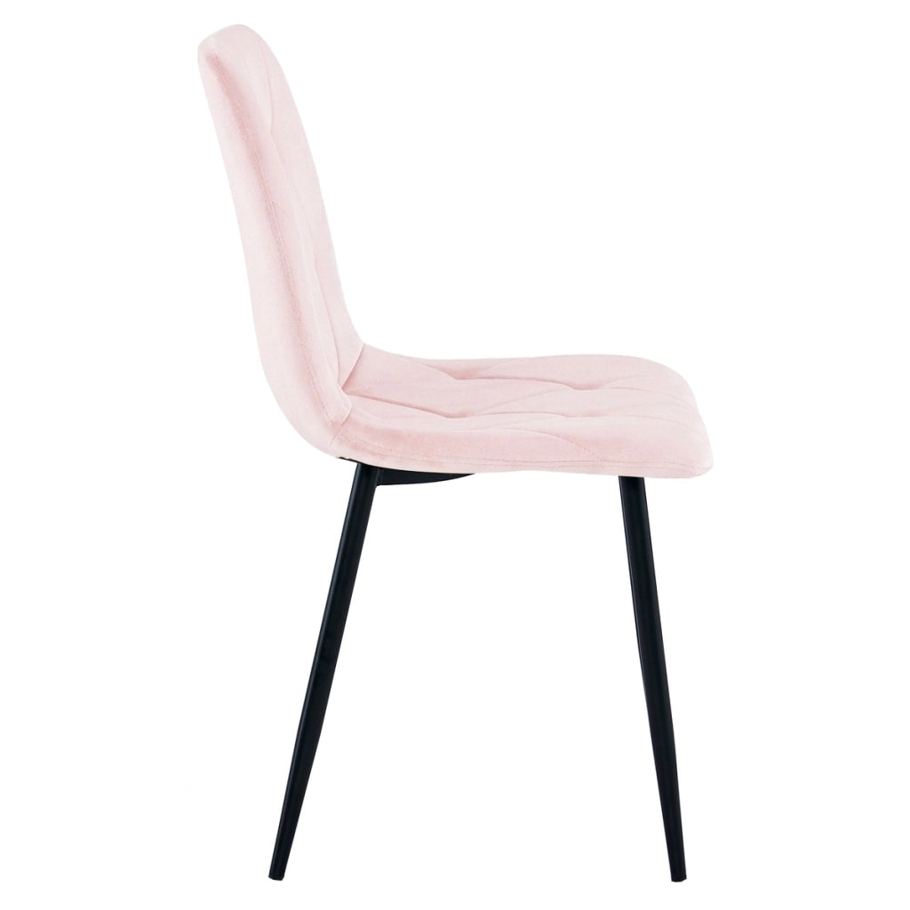 Set di 2 sedie Libra in velluto rosa chiaro con gambe nere