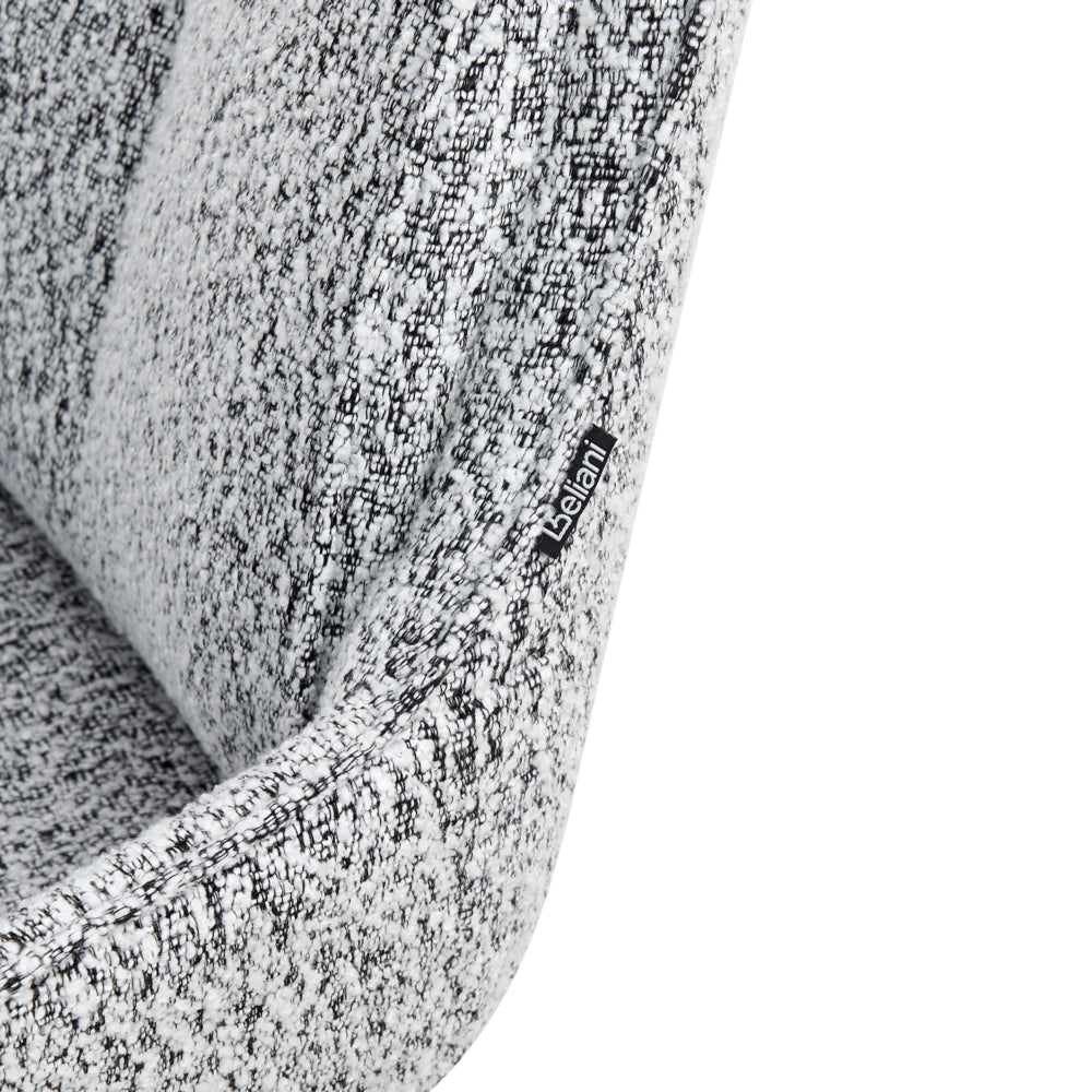 Sedia da pranzo girevole con schienale curvo bouclè bianco e nero stile scandinavo