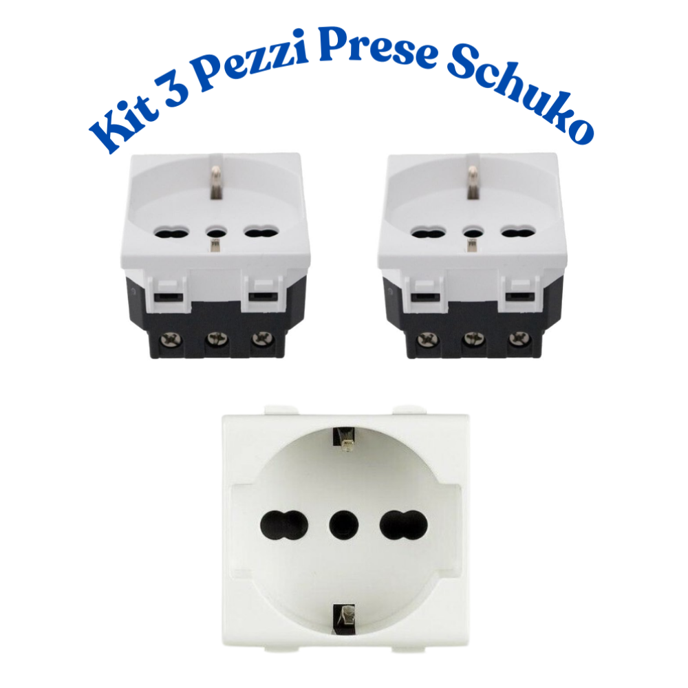 Biesse kit presa bipasso schuko 2p+t 10/16a compatibile con serie bticino matix *** numero pezzi 3, confezione 1