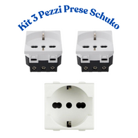 Biesse kit presa bipasso schuko 2p+t 10/16a compatibile con serie bticino matix *** numero pezzi 3, confezione 1