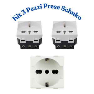 Biesse kit presa bipasso schuko 2p+t 10/16a compatibile con serie bticino matix *** numero pezzi 3, confezione 1