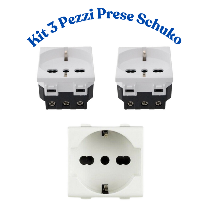 Biesse kit presa bipasso schuko 2p+t 10/16a compatibile con serie bticino matix *** numero pezzi 3, confezione 1