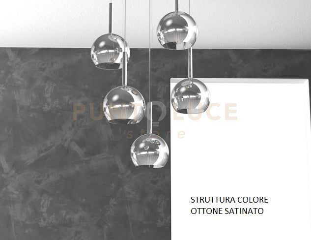SOSP. OTTONE SAT. RETTANGOLARE 5 LUCI VETRI TUTTI PICCOLO CROMO 1155OS-S5 RP-CR