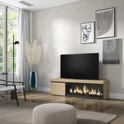 Mobile TV Soggiorno, 158x35x45cm, Per TV fino a 65", Camino elettrico XXL, colore Rovere RF3250