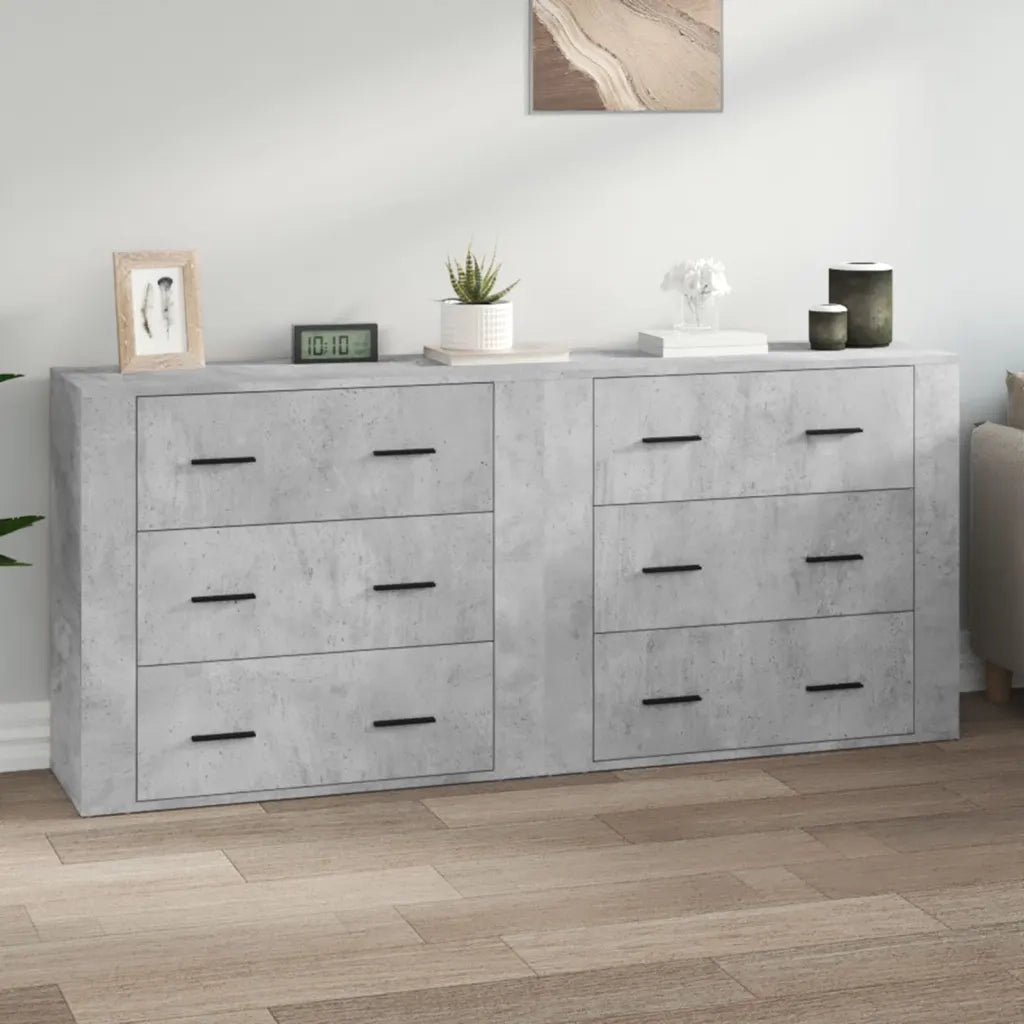 Credenze 2 pz | Madia | Buffet da pranzo | Armadio da pranzo Grigio Cemento in Legno Multistrato