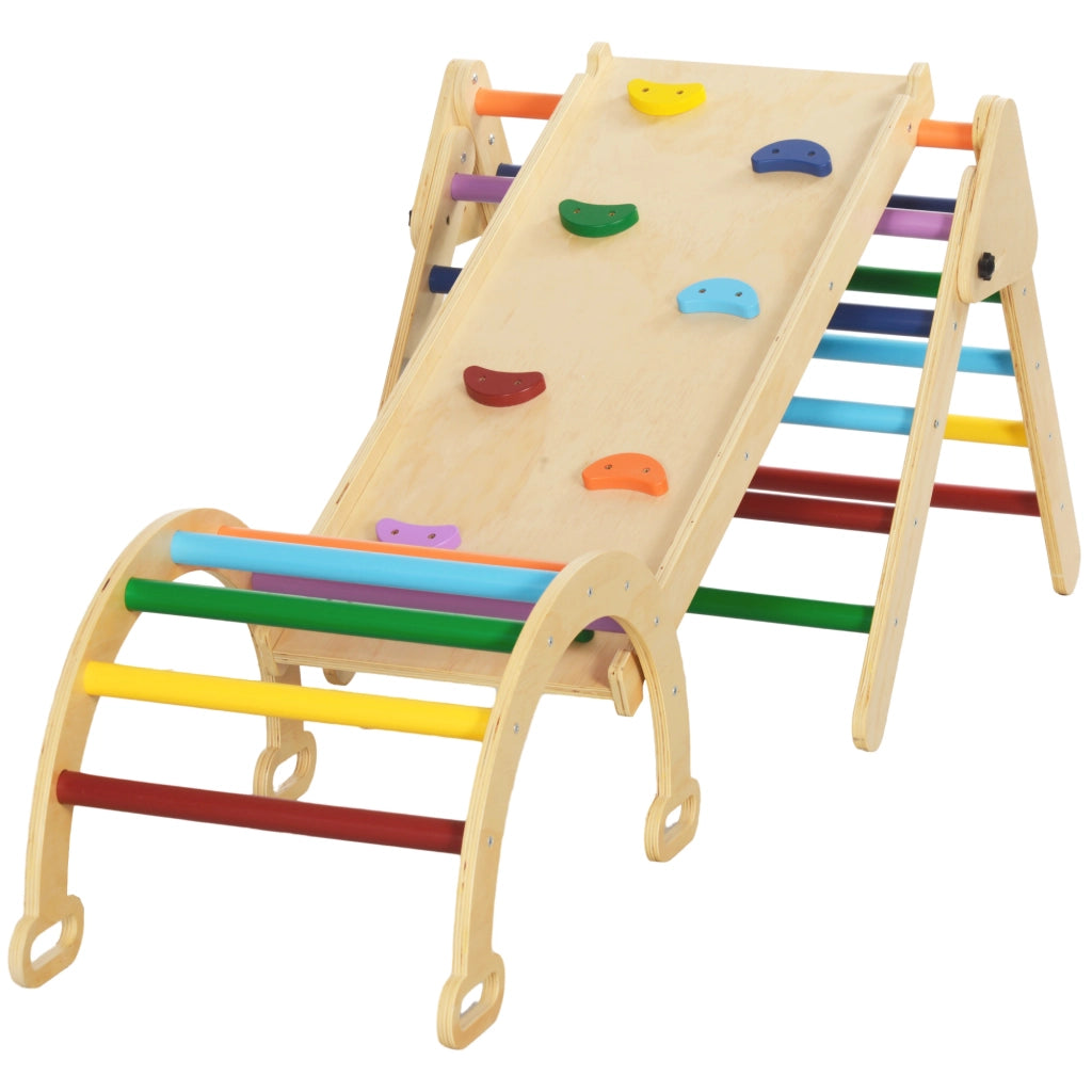Scala di arrampicata in legno 5 in 1 con rampa ¨C zephmum ¨C multicolor 178x64,5x63 cm
