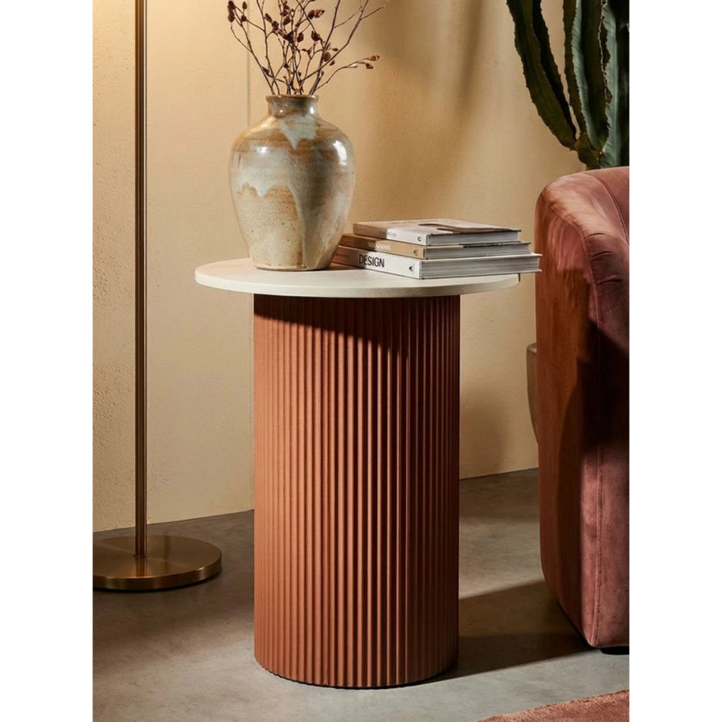 Tavolino VKH1120, Rosso, Marmo Artificiale, 35x37x53 cm