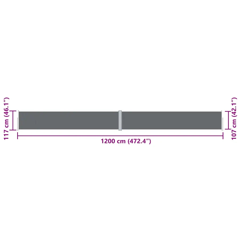 Tenda Laterale retrattile-Tenda parasole per balcone Antracite 117x1200 cm