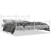 Letto matrimoniale | Letto per adulti | Giroletto con Testiera e Pediera Metallo Bianco 183x213 cm