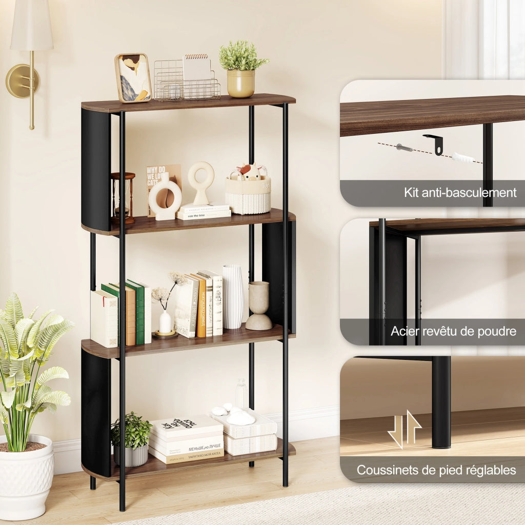 Libreria scaffale 4 livelli ¨C zephmum ¨C marrone metallo 80x30x141cm