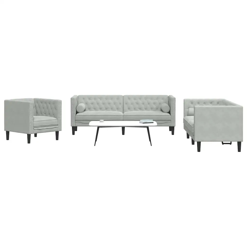 Divano per Soggiorno 3 pcs Grigio chiaro 194 x 74,5 x 70,5 cm 3385867