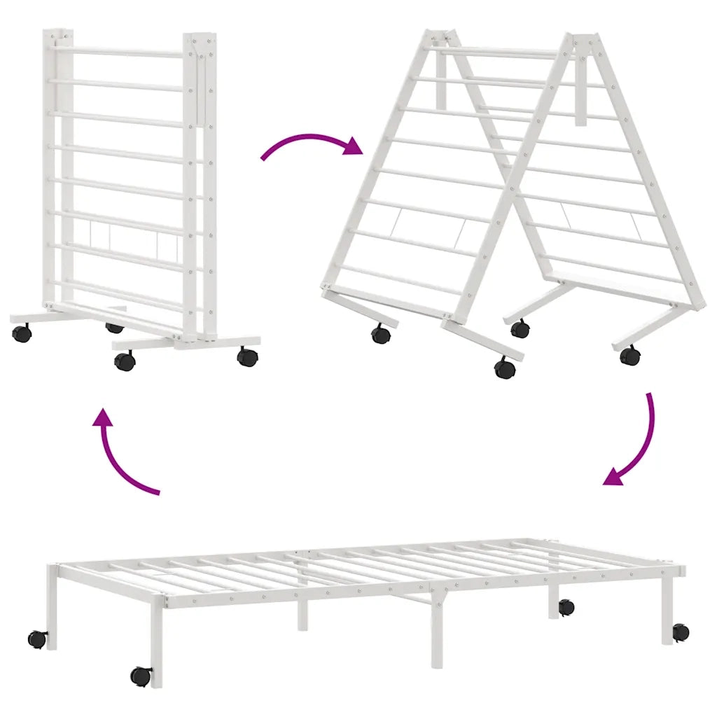 Giroletto senza Materasso Pieghevole-Struttura Letto Bianco 100x200 cm Acciaio
