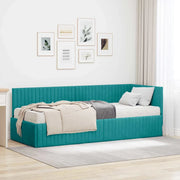 Struttura Letto Angolare con Materasso 2 pz-Giroletto con materasso Turchese Velluto 768770