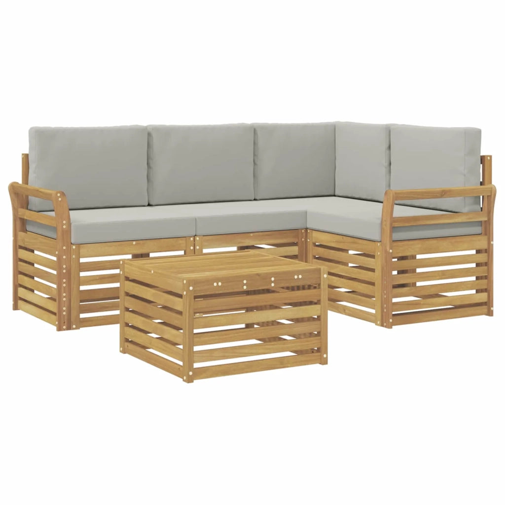 Set di divani da esterno 5 pcs Bianco e Grigio Chiaro 3391796